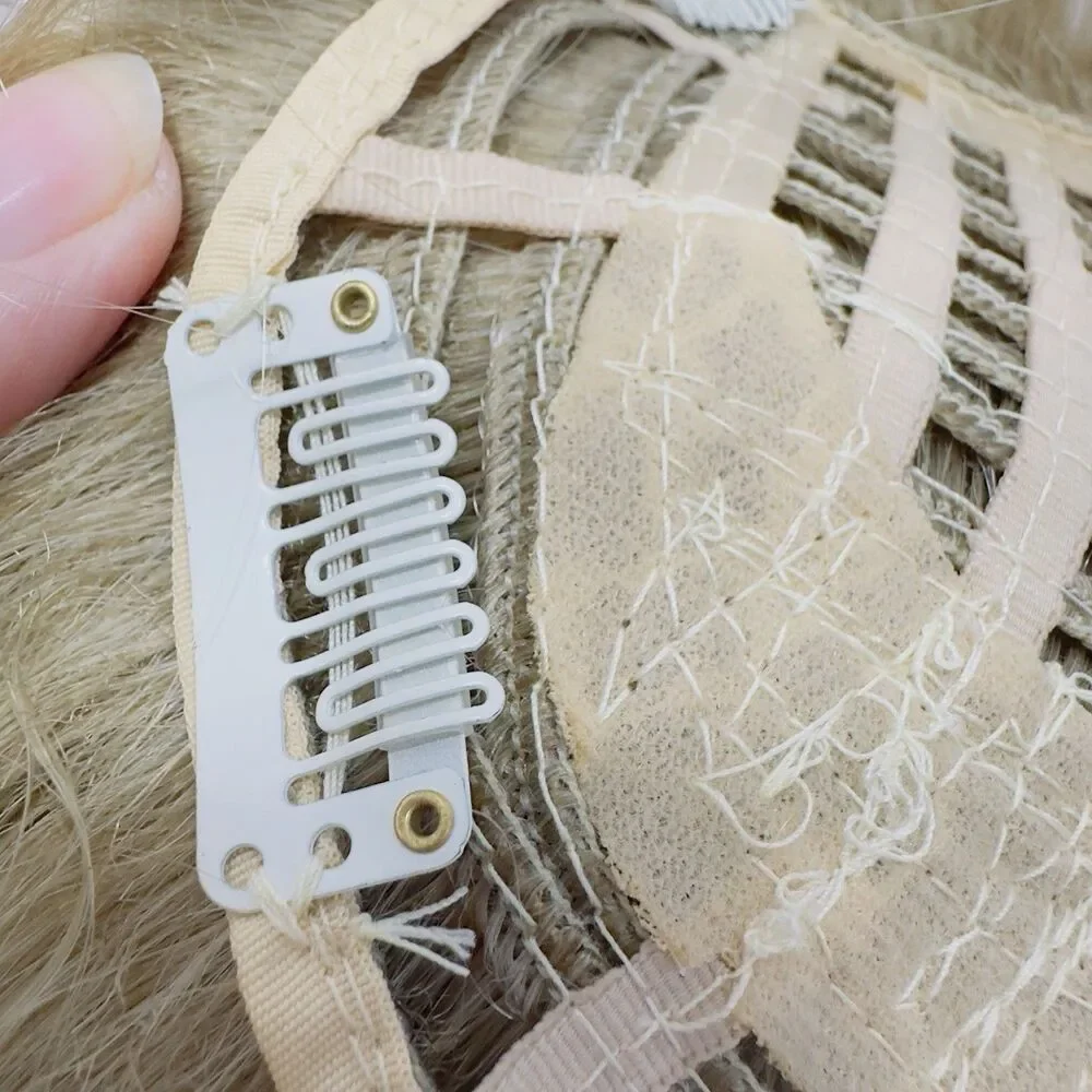 Synthetic Hair Piece Clip On Blonde Topper Hairpiece Netting Covers Hair Loss